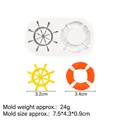 Marine theme silicone mold featuring steering wheel and lifebuoy shapes for cake decorating - 5# Helm & Lifebuoy (15-1293) / Gray