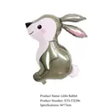 Champagne silver rabbit foil balloon with pink ears for jungle party decor, 56x73cm size - Little Gray Rabbit
