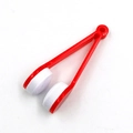 Portable red glasses cleaning brush tool with white microfiber pads in tweezer design - OPP Bag / Red
