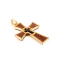 Colgante de cruz de acero inoxidable con incrustación de madera marrón y acabado oro - Cruz con Incrustaciones de Madera Dorada (KP93474-KLX)