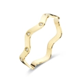 Golden wavy titanium steel bracelet with sparkling zircons on a clean white background - Gold