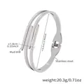 Bracelet double couche en acier inoxydable argenté avec sertissage de brillants - Couleur Acier