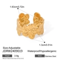 Adjustable golden stainless steel flower ring with multiple floral relief patterns - Adjustable Gold Flower Ring(JDRW2409019)
