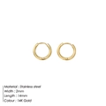 Orecchini a cerchio in acciaio inossidabile placcato oro 14K da 14 mm lucido - Stile Cerchio Minimalista (YE25118) / 14mm / Oro