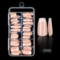 Coffin press on nails in nude pink and white French tip style with 10-grid clear box - Coffin/Ballerina Style (CP004)