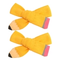 Paire de nœuds à cheveux jaunes en forme de crayon avec pinces crocodile pour l'école - Petite boucle jaune une paire / Jaune