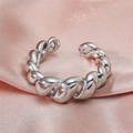 Adjustable silver multilayer twisted spring ring on elegant pink silk background - JZ629 Twisted Rope / Silver
