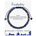 Detailed view of adjustable Sodalite abacus bead bracelet on a branded display card - Blue Sodalite