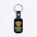 Soccer keychain with black leather strap and inspirational champion quote tag - Inner Strength Style (CPK105)
