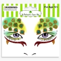St. Patrick's Day green glitter face art sticker set with shamrock and rhinestone design - Clover Peacock