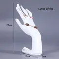White lotus hand-shaped resin jewelry stand for rings and bracelets display, 25cm height - Lotus Pose Hand / White