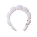 Puffy white spa headband for women with soft terry towel fabric for skincare routine - Velvet Headband / White