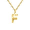 Goldene 2MM Panzerkette mit strukturiertem Anhänger in Form des Buchstabens F - Gold (F)