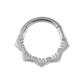 Silver stainless steel hinged septum ring with decorative serrated gear crown edges - 1.2x8mm / Style 2-Steel Color