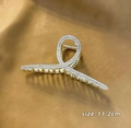 Elegant 11.2cm gold hair claw clip with clear rhinestones and sparkling metal finish - Double Layer Rhinestone Claw Clip