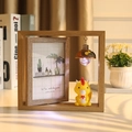 Cadre photo rotatif en bois avec veilleuse et figurine de dragon jaune décorative - Dragon du Zodiaque / 6 Pouces