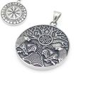 Collana Viking in acciaio inossidabile con l'albero Yggdrasil e motivi di lupo - Albero del Mondo e Lupo (KP117021-LU) / Solo Ciondolo