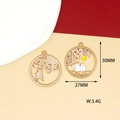 Detailed view of DIY bunny and moon enamel charms with 30mm height and 27mm width - Moon Gazing Rabbit (Wisteria)