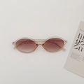 Retro oval sunglasses in translucent pink frame with gradient brown lenses - Champagne