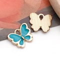 Goldener Schmetterling Anhänger und blauer Emaille Schmetterling für DIY Schmuck - Seeblauer Schmetterling (13x10,5 mm)