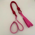 Pink braided pet leash with woven red and pink rope and durable plastic buckles - Strap - Red