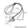 Irregular heart pendant on black leather cord necklace with size dimensions in cm - Steel Lava Large Heart (P1517)-132cm