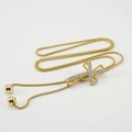 Collier mode en acier inoxydable plaqué or 18K avec pendentif croix et cristaux sertis - Style Croix Strass Pavé (ZG289)