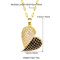 Dual-tone heart necklace in gold with black and white zircon pavé on a wavy chain - Gold Black White Rhinestone Heart (N05902G-2)