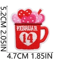 Embroidered Valentine monster mug patch with red hearts and February 14th text detail - No.21-Feb 14 Cup