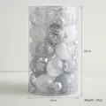 White and silver Christmas ball ornaments set in cylindrical packaging with glitter and sequins - Silver White 6cm Style B 25Pcs