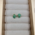 Elegant gold-plated four-claw stud earrings featuring green natural stone in a gift box - Emerald