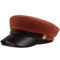 Cappello da marinaio classico con corona rosso mattone e visiera in ecopelle nera - Regolabile / Rosso Arancio