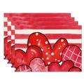 QL-CDO5 (Set of 4 Red White Stripe Heart) / 30*45cm