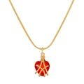 Collar de cadena de serpiente dorada con colgante de corazón rojo estilo castillo Barbie - Rojo