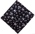 Black cotton bandana featuring white skull and crossbones all-over print design - Full Print Skull Pattern
