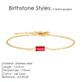 14K gold plated stainless steel bracelet with rectangular July rose red zircon stone - July Rose Red (Ruby Color)