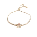 Detail eines verstellbaren Goldarmbands mit Stern MOM Anhänger und Zirkonia - Goldene Perlen-Box-Kette MOM