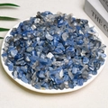 Irregular natural blue kyanite crystal chips displayed in a white ceramic dish - Blue Crystal (7-9mm) 100g