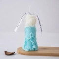 Blue gradient Roman pillar scented candle with intricate floral carving and white ribbon - Wave 2 (Blue)