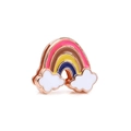 Rose gold mesh bracelet charm featuring a colorful enamel rainbow and white clouds - Rose Gold Rainbow Cloud