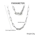 Mens silver stainless steel long box chain necklace with 550mm length and 6mm width - Silver Stainless Steel Paperclip Chain (KN230904-Z)
