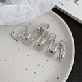 Minimalist silver wavy metal shark hair claw clip for women with a sleek polished finish - 15# M-Shape Silver