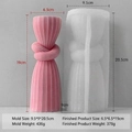 Pink twisted knot pillar candle next to its translucent silicone mold for DIY crafts - Large Knot Cylinder Mold J-1179