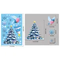 Size chart for blue Christmas static window stickers with tree and snowflake dimensions - BQ535 Christmas Tree & Birds