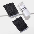 Wegwerp micro-applicators in zwart met witte tips en doorzichtige plastic opbergkoker - 100 Stuks/Fles / Zwart Met Fles