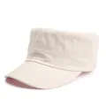 Klassieke beige katoenen cadetpet met horizontale stiksels en platte bovenkant stijl - Verstelbaar / Beige