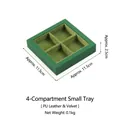 Green 4-compartment jewelry display tray in PU leather and velvet 11.5cm size - Square 4-Grid Tray