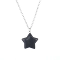 Close-up of a 2.5cm polished black onyx star pendant necklace with silver chain - 2.5cm / Obsidian