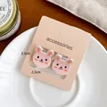 Pink cartoon rabbit mini hair clips on display card with cute minimalist facial expressions - Pink Rabbit