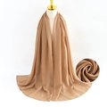 Elegant khaki pearl chiffon scarf with breathable pleated texture for women - Khaki